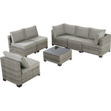 7-Piece Outdoor Patio Furniture Set, All-Weather Wicker Rattan Sectional Sofa with Thick Cushions & 75137995