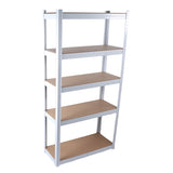 5 Tier Laminated White Metal Shelving Unit Adjustable Garage Storage Utility Rack Heavy Duty Shelves 02251443