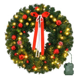 24in Pre-lit Battery Powered Christmas Wreath, Lighted Artificial Xmas Wreath with 50 Warm Lights 43039127