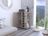 Light Oak 2-Shelf 6-Bottle Bar Cart with Division B06280457