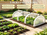 White 9.7' x 3' x 2.5' Mini Tunnel Greenhouse Portable Outdoor Garden Structure, 3 Zipper Doors, 74186208