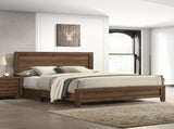 Brown Cherry Finish Fabric 1pc King Size Panel Bed Beautiful Wooden Bedroom Furniture Contemporary B011P174707