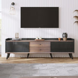 63'' Mid Century TV Stand with 2 Cabinets& Open Compartments, Entertainment Center for TVs up to N710P180182B