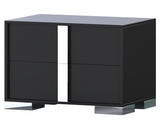 Elegant Nightstand with Metal Foot, Mirrored Bedside Table with 2 Drawers for Bedroom, Living Room, 22446657
