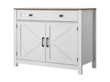 Farmhouse Coffee Bar Cabinet with Drawer, Buffet Table with Sliding Barn Doors, 19650944