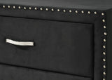 1pc Glam Style Two Drawers Nightstand Upholstered Nailhead Tufted Tempered Glass Wood Metal B011P288732