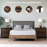 Wood Nightstand End Side Table with 3 Drawer for Living Room, Bedroom 00311955