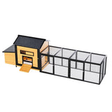118" Large Wooden Chicken Coop Outdoor Hen House with Nesting Box, Leak-Proof Pull-Out Tray, Asphalt W773P314011
