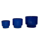 Handmade Solid Blue Glazed Ceramic Planter Set of 3, 15/12/9 Inch Diameter, for Succulents & Flowers W3273P321546