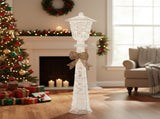 5FT Lighted Lamp Post with Bowknot Christmas Decorations, Pre-lit Holiday Decor with 110 Warm White 66775810