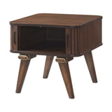 1pc Storage End Table Walnut Finish Tambour Doors Modern Living Room Furniture B011P287324