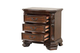Traditional Style 3-Drawer Night stand With metal drawer pulls Made with Wood in Walnut B009P225188