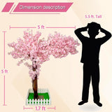 ZNTS Artificial Cherry Blossom Tree, Fake Tree Artificial Pink Sakura Tree Wishing Tree Christmas Tree 77256911