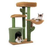 ZNTS Cactus Cat Tree Cat Tower with Sisal Covered Scratching Post, Cozy Condo, Plush Perches and Fluffy 93247813