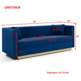Contemporary Vertical Channel Tufted Velvet Sofa Modern Upholstered Couch for Living Room Apartment W1117P147505