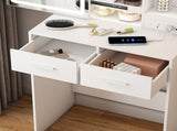 Small Makeup Vanity Desk with Mirror & Adjustable LED Lights,Built-in Power Outlet & Hidden Storage, W2699P296515