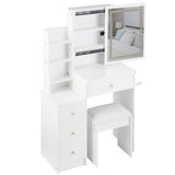 Small Size Left Bedside Cabinet Vanity Table Cushioned Stool, 2 AC2 USB Power Station, Hair dryer W936P202468