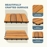 27pcs Acacia Wood Interlocking Flooring Tiles Waterproof Flooring for Outdoor & Indoor Patio, T3839P363040