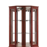 6 Shelf Corner Curio Display Cabinet with Lights, Mirrors and Adjustable Shelves, Cherry W1693P165027