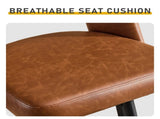 2 Pcs Brown PU Swivel Bar Stools with Open Backrest & Metal Legs 84895321
