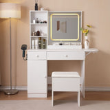 Vanity Desk with Lighted Mirror & Power Outlet, Makeup Vanity Desk with Drawers and Large Storage W3008P234569