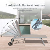 Chaise Lounge Outdoor Set of 3, Lounge Chairs for Outside with Wheels, Outdoor Lounge Chairs with 5 W1859109858