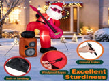 8.4 FT Inflatable Santa Claus with Guitar & Stereo Speaker, Sound Sync LED Lights, Waterproof 73993785