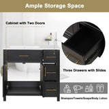 36" Bathroom Vanity with Sink Top, Bathroom Vanity Cabinet with Two Doors and Three Drawers, Solid N725P198316B