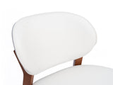 MidCentury Modern Dining Chairs Set of 2, Solid Rubber Wood Dining Side Chairs with Cream White PU W5599P547504