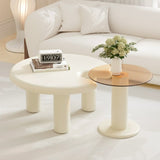 Circular Beige Cream Coffee Table Set Easy Assembly for Living Room 28373890
