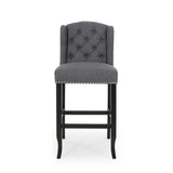 Vienna Contemporary Fabric Tufted Wingback 31 Inch Counter Stools, Set of 2, Charcoal and Dark Brown 64856.00CHAR