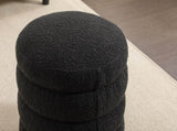 006-Soft Boucle Round Ottoman Footrest Stool,Black W527121865