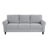 ZNTS Modern 1pc Sofa Dark Gray Textured Fabric Upholstered Rounded Arms Attached Cushions Transitional B01146750