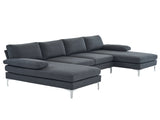 280*130*85 U-Shaped 4-Seat Linen Seat Frame Wooden Frame Back Iron Frame Silver Feet Indoor Modular 62447468