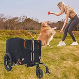 ZNTS Foldable Pet Jogging Stroller Dog Carriers Bicycle Trailer Pet Dog Cat Bike Trailer Orange and Black W1364P214074