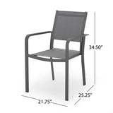 Outdoor Modern Aluminum Dining Chair with Mesh Seat , Gun Metal Gray and Dark Gray 66800.00GRY