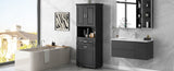 Tall Bathroom Cabinet with Laundry Basket, Large Space Tilt-Out Laundry Hamper and Upper WF323481AAB