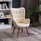 Doarnin Contemporary Silky Velvet Tufted Button Back Accent Chair, White T2574P164270