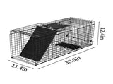 32" Live Animal Cage Trap, Heavy Duty Folding Raccoon Trap, Humane Cat Trap with Handle, Black 38457316