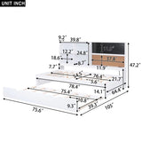 Full Size Daybed with Storage Shelves, Blackboard, Cork board, USB Ports and Twin Size Trundle, 90546744