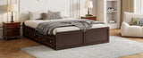 Wood Queen Size Platform Bed Frame with 6 Drawers, Espresso N709P241723P