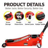 ZNTS Hydraulic Low Profile and Steel Racing Floor Jack with Dual Piston Quick Lift Pump,3 Ton 09528652