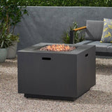 33" Outdoor Iron Square Propane Fire Pit, Tank Inside, Brushed Brown - 50,000 BTU 62837.00BRN-50K