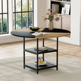 47.3-inch diameter modern splicing circular dining table - double-layer storage, wood and black W1151P268477
