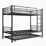 ZNTS Twin Bunk Bed with Trundle Metal Bunkbeds with Ladder and Full-Length Guardrail, Noise Free, No Box W840P196829