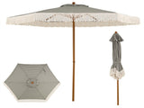 7 Ft Boho Fringe Patio Umbrella Striped Canopy, Wind Vent Aluminum Pole Outdoor Beach Umbrella 57028834