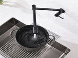 Brass Folding Faucet 1/2NPT Wall Mount Kitchen Faucet Two Handles Cold Water Tap Black 99606857