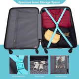 Expandable 3 Piece Luggage Sets PC Lightweight & Durable Suitcase with Two Hooks, Spinner Wheels, W284104377