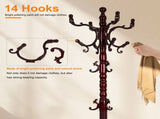 Freestanding Wooden Coat Rack, Vintage Natural Birch Wood Coat Tree with Hooks, Sturdy Hall Tree for 71969527
