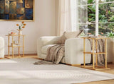 2-Piece Bamboo Side Table Set with Storage Shelves, 2-Tier End Table Nightstand for Living Room 56809059